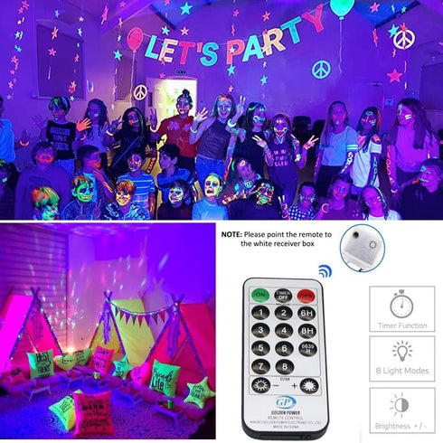 80ft 300 Solhice Black Light String Lights for Glow Party, LEDs Blacklights Fairy Lights with Remote Plug