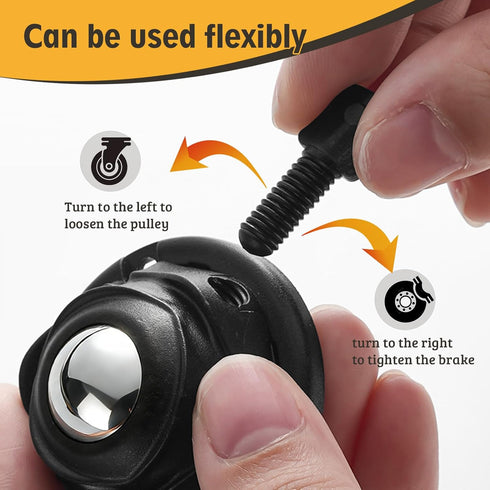 1 Inch 30 Lbs (4, Mini Caster Wheels, Heavy Duty Swivel Steel Ball Casters, Load Per Rollers, Low Profile Self Adhesive