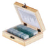 AmScope PS25 Prepared Microscope Slide Set, 25 Slides with Fitted Wooden Case, Brown