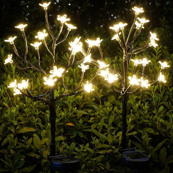 Solar Flowers Lights Garden Decor, 2Pack 40LED Waterproof Fairy Lights for Outdoor Yard and Lawn Decorations