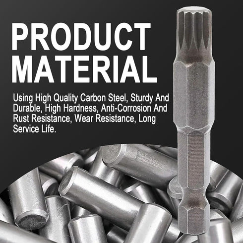 1pcs M8 Triple Square Spline Bit Socket for Electric and Pneumatic Tools, 1/4" Shank, 12 Point