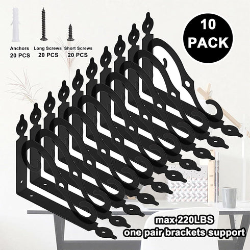 xlehoely 10 Pack Brackets,7.4 Inch xlehoel Decorative Shelf Wall Mounted L Shape Floating Shelf Bracket,L Bracket