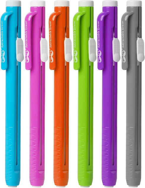 Mr. Pen Retractable Mechanical Eraser Pen, Pack of 6, Vibrant Colors for Pencils and Artists