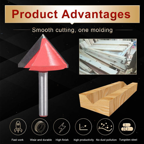 6mm (6mm 32mm 60 KATUR V Grooving Router Bit, Carbide Tipped V Shape Router Bit for CNC Engraving, End Mill Woodworking