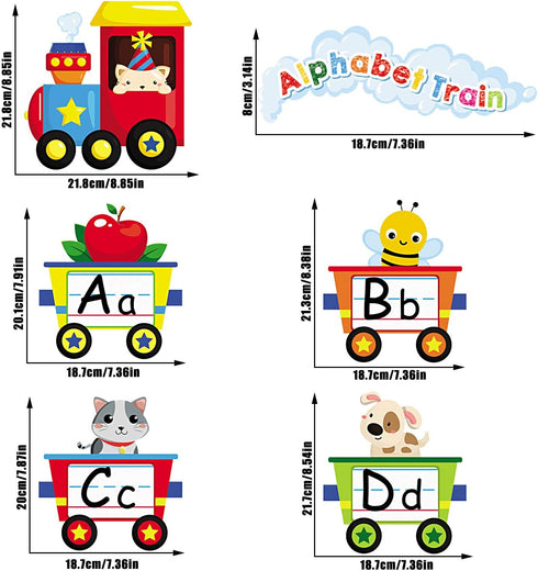 Outus Set Alphabet Train Bulletin Board Animals Alphabet Line Cards for Classroom Wall Letters Banner Decor Early