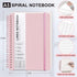 Lined Spiral Journal Notebook, A5 Hardcover Leather Notebook for Work, 5.7''×8.2'', 100GSM Thick Paper Spiral Bound Journaling Notebooks for Women & Men Office School Note Taking Business, Pink