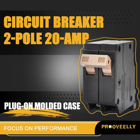 New Upgrade 220 2-Pole 20-Amp Circuit Breaker, 3/4-Inch Plug-On Molded Case Circuit Breaker, Thermal Magnetic Protection, 20 Amp 10 KAIC, 120/240V