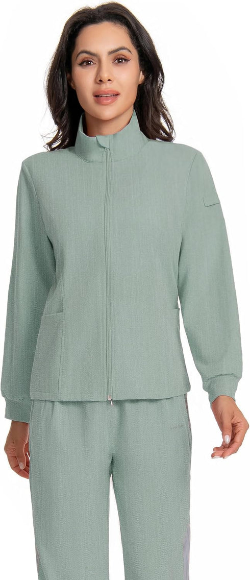 Milarlv 4 Mastectomy Zip Jacket Coat with Drain Pockets After Post Breast Surgery Lightweight Warm Up Tops Shirt