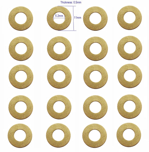 20 pcs EDC Pocket Knife Brass Washer Gasket for Cold Steel 26 SP, Pivot Pin Washers Meson Shim Gasket Replacement,Folding Knives Cushion Pad Ring Bearing, 0.5x11x5.2 mm