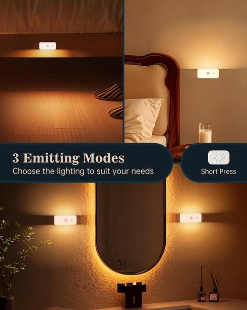 3 Closet (6-Pack) Yiliaw Motion Sensor Night Lights Indoor - Rechargeable Stick-On Stair Lights with Wireless Magnetic