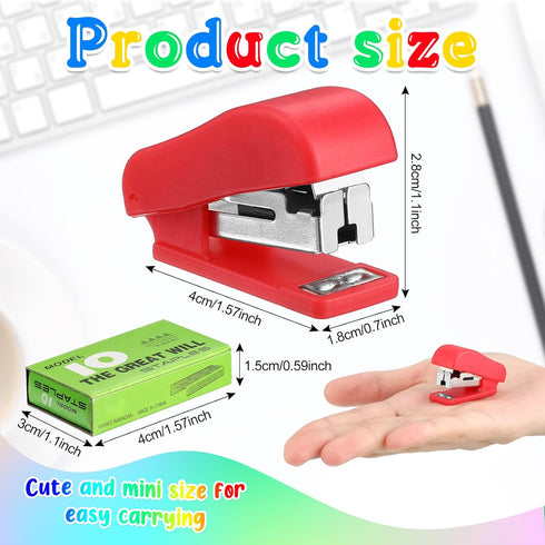 Mini Stapler with Staples, Portable Small Stapler, Multicolor Kids Stapler, Hand Held Desk Staplers, Cute Office Supply Set for Office School College Students Kids, 4 Colors (30 Pieces) by Fainne