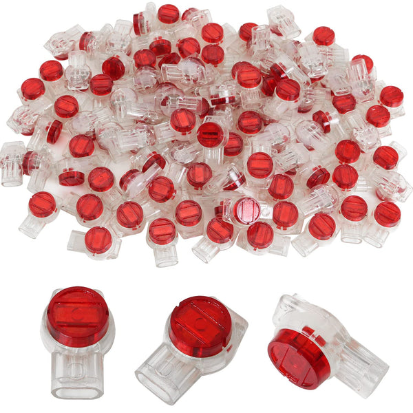 UR IDC Connector LUORNG, 100 PCS Red Clear Data Phone Wire Butt Splice 3 Ports Connectors