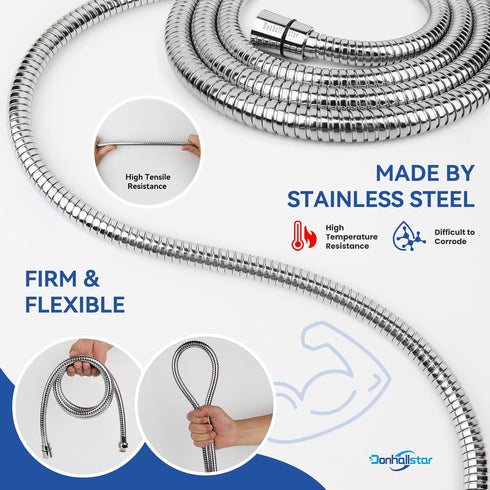Stainless Steel Shower Head Hose, 59 In Chrome Plated for Hand Held Shower Heads with Copper Core Brass Insert (1)