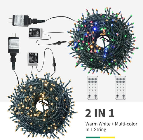 MZD8391 108FT 300 Color Changing Christmas String Lights Outdoor Indoor, LED Warm White Multi Color Fairy Light, END