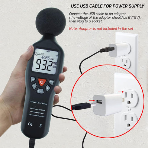 Professional Sound Level Meter with Backlight Display, High Accuracy Measuring 30dB-130dB