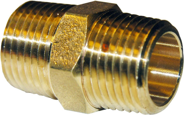 LASCO 17-8649 1/2-Inch Male Pipe Thread Brass Hex Nipple
