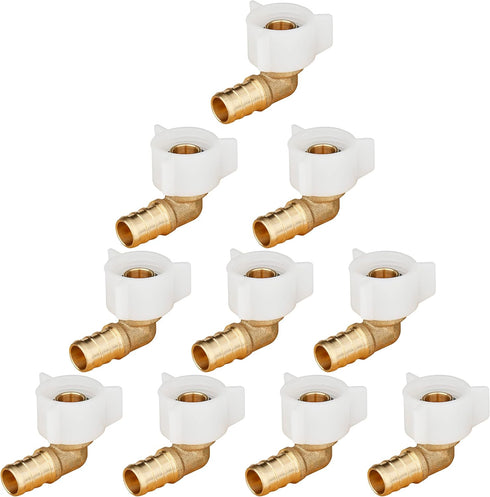 WHK 10 PACK PEX 1/2 Inch Fittings, 1/2 Female NPT Swivel Elbow Crimp Adapters, Brass RV Pex Fittings