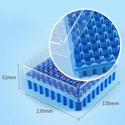 Cryogenic Storage Box, PC Cryogenic Boxes Blue/81-Well for 0.5, 1.5 and 2.0mL Cryotubes, Pack of 1