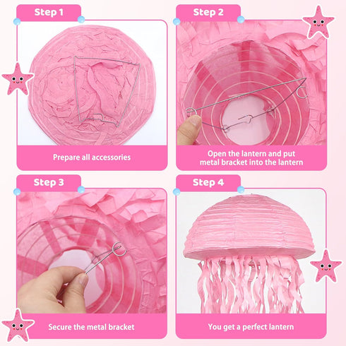 Set, Pink Jelly Fish Paper Lanterns Under The Sea Party Decorations, Jellyfish Hanging Lanterns for Mermaid Ocean