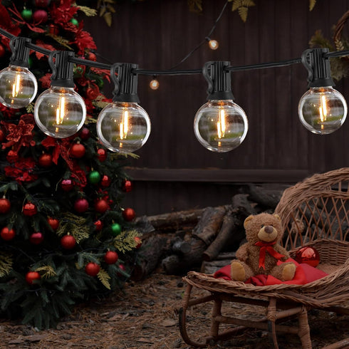 25FT, G40 27 Bulbs, Outdoor String Lights LED Patio Globe Lights with Shatterproof Waterproof Connectable Hanging