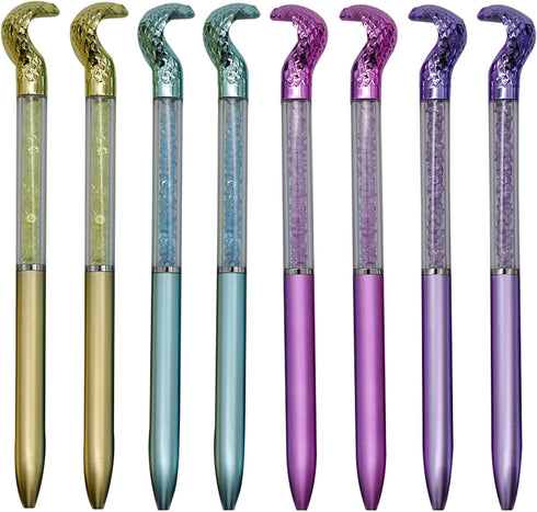 Maydahui 24 PCS Snake Shaped Ballpoint Pens, Novelty Cobra Pen, Retractable Bling Rhinestones, Colorful Crystal