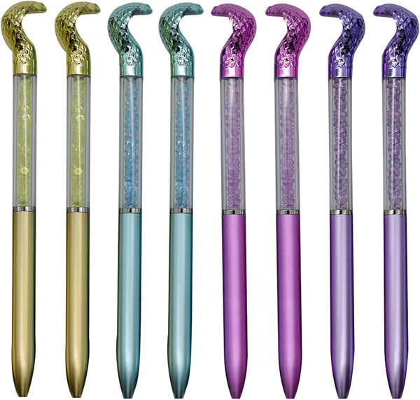 Maydahui 24 PCS Snake Shaped Ballpoint Pens, Novelty Cobra Pen, Retractable Bling Rhinestones, Colorful Crystal
