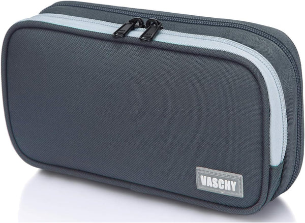 VASCHY Pencil Case, Medium Size Pen/Pencil Holder Pouch Bag with Double Zippers for School/Medical Gear (Gray)