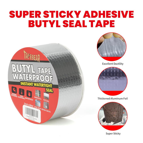Butyl Tape Waterproof Sealing Tape 2inch x16feet, Upgraded Aluminum Foil Tape Heavy Duty for RV Repair, Awning, Window, Glass & EDPM Roof Leak Patching, Boat and Pipe Sealing, Silver