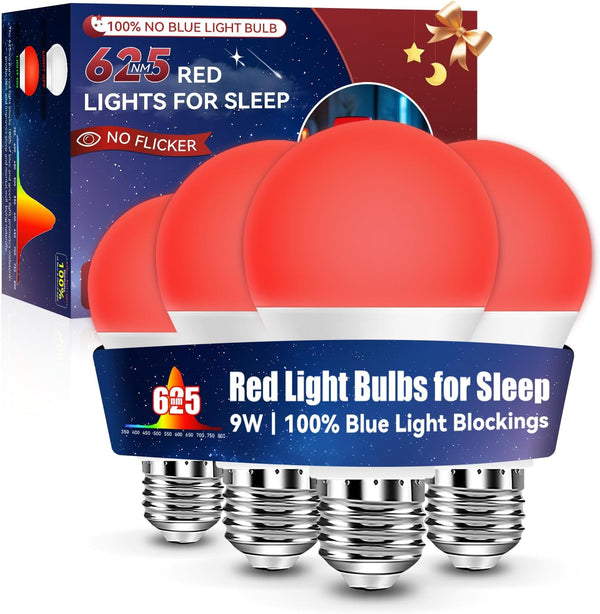 Neporal 625nm Red Light Bulbs for Sleep, 100% Blue Light Blocking Light