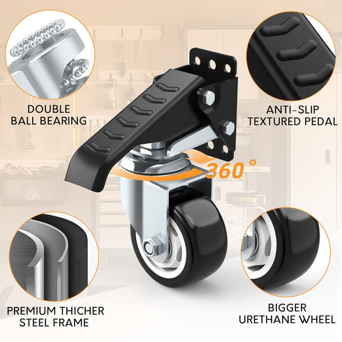 SOLEJAZZ Workbench Caster Kit, 880 LBS Capacity, 3" Heavy Duty Retractable Caster, All Steel Construction, 4 Casters