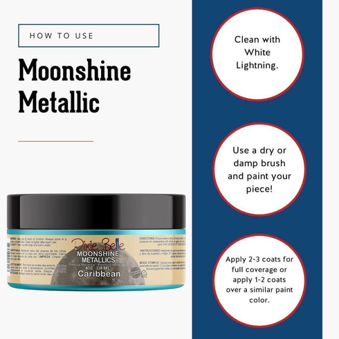 Dixie Belle Moonshine Metallics | Caribbean (4oz) | Water-Based Shiny Chalk Mineral Paint for DIY Furniture