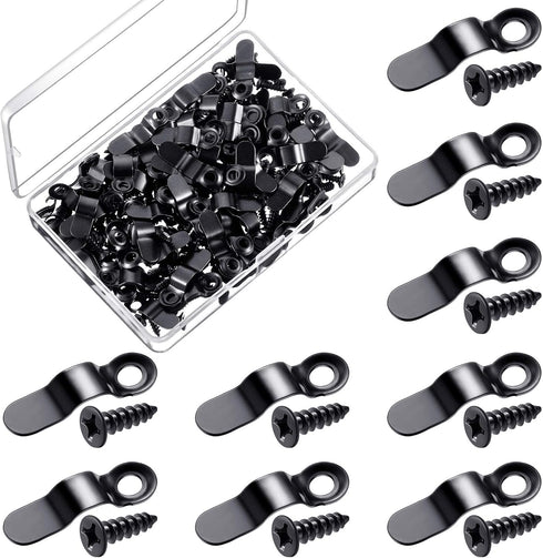 Metal Bow Shape Frame Turn Button with Screws for Hanging Pictures, Photos, Drawings, Posters, Black (100 Pieces)