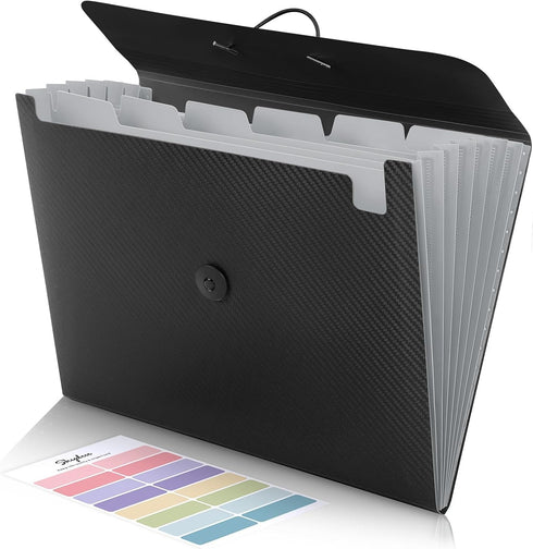 SKYDUE Expanding File Folder, 7 Pockets Accordion Organizer for Documents, Letter Size Filing Folder, Black