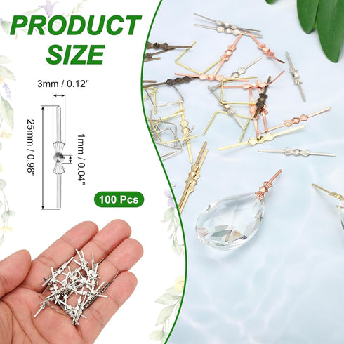 100Pcs 25mm/0.98" uxcell Chandelier Connector Clip, Copper Crystal Chandelier Pin, Lamp Connectors Clips Replacement