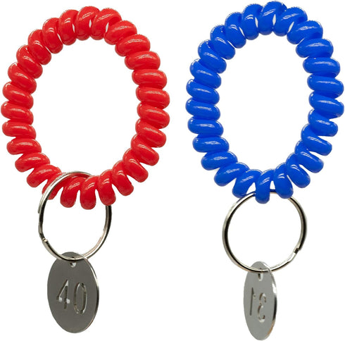 StayMax 50 pcs Stretchable Key Ring Band, Black Spiral Wrist Coil Keychain for Number Tag