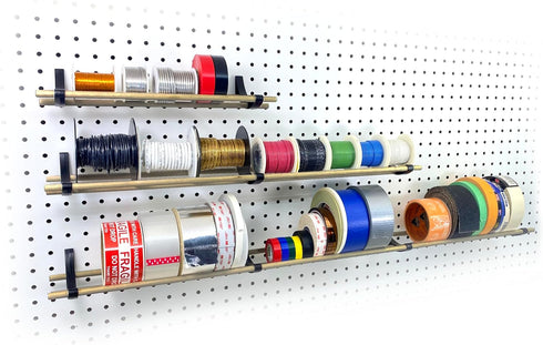PEGGY Pegboard Tape and Ribbon Organizer, Accessory Hook and Dowel Storage for Crafts and Hobby, 12in Kit