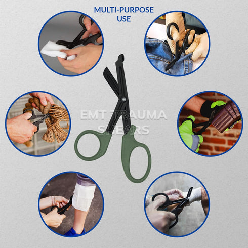 SURGHAUS MEDICAL 5.5 Inch) Bandage Scissors Stainless Steel Medical Scissors for Nurses Non-Stick Trauma Shears (Olive