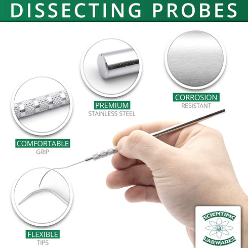 5-Piece Stainless Steel Precision Probe, Pick and Hook Set for Dissection, Clay Modeling, and More