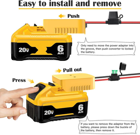 2 Packs Power Wheels Adapter for Dewalt 20V Battery Converter Kit with Fuse, Switch, Wire Terminals, 12AWG