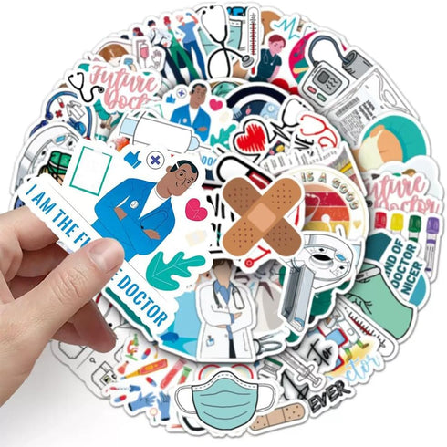FUNWING Medical Nursing Stickers| Doctor Nurse Waterproof Vinyl Decals for Water Bottles Laptop Luggage Cup Computer