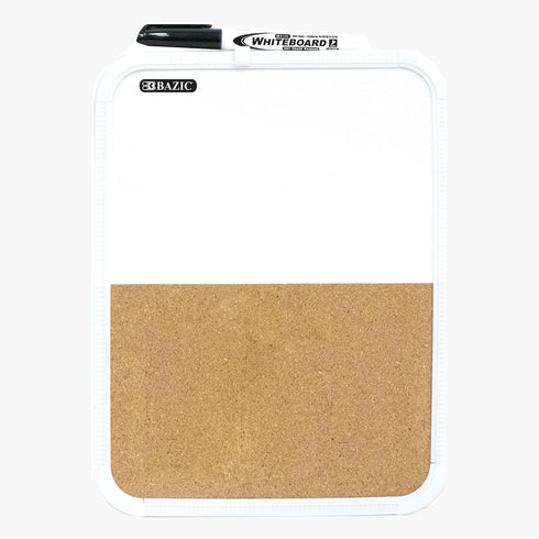 BAZIC Dry Erase Lap Board & Cork Bulletin, 8.5x11 Inch Whiteboards, Small Portable for Home, Office, Teacher, 1-Pack