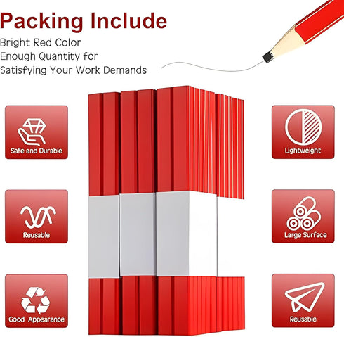 Set 20 2 Bexter Carpenter Pencil with Sharpeners Red Flat Woodworking Marking Tools + Sharpeners for Construction