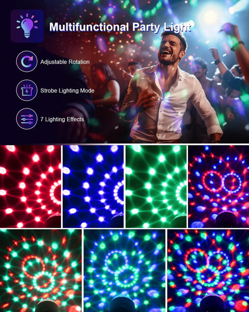 Luditek Sound Activated Party Lights with Remote DJ Lighting, Disco Ball Strobe Stage Light for Home Room Dance Parties