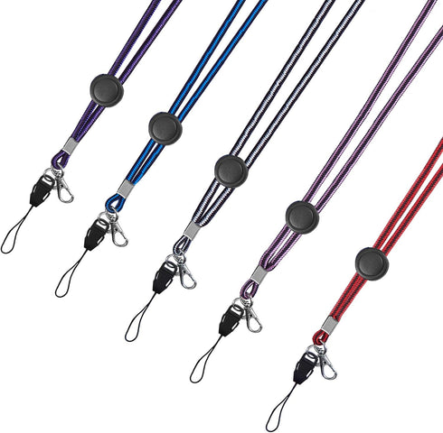 YOUOWO Adjustable Lanyard with Clip for ID Badge Holder, Pack of 5 Neck Lanyards for Kids, Women, Men, Cell Phones