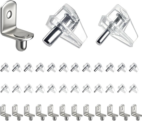 HIQUODIN 36PCS Mixed-Diameter Cabinet Shelf Pegs, 3-in-1 Shelf Pins Kit, 1/4 inch, 5mm,