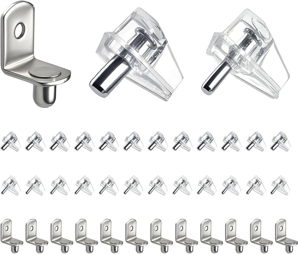 HIQUODIN 36PCS Mixed-Diameter Cabinet Shelf Pegs, 3-in-1 Shelf Pins Kit, 1/4 inch, 5mm,
