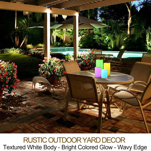 Set 4 IP64 3x4 3x5 3x6 3x7 of Multicolor LED Pillar Candles Outdoor Waterproof - Color Changing Pillar Candles Battery