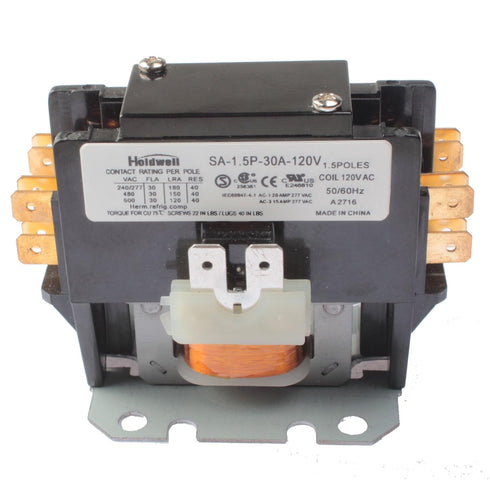 Holdwell SA-1.5P-30A-120V 1.5 Pole Normally Open Double Make 30 Amp 120V Coil Air Conditioner Contactor