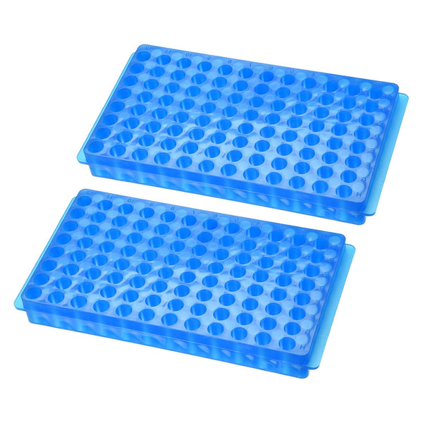 YOKIVE 2Pcs Tube Rack Holder, Double Panel Polypropylene | Great for 0.2ml, 0.5ml, 1.5ml, 2ml Lab Test Tube (Blue,