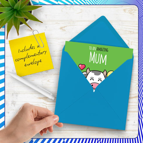 Stuff4 5.7 Inch Mum Birthday Card - Udderly Legen-Dairy - Happy Birthday Card for Mum from Son Daughter, cute cow Bday